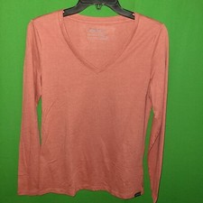 0510 NWOT EDDIE BAUER small pink long sleeve v-neck tee cotton top new