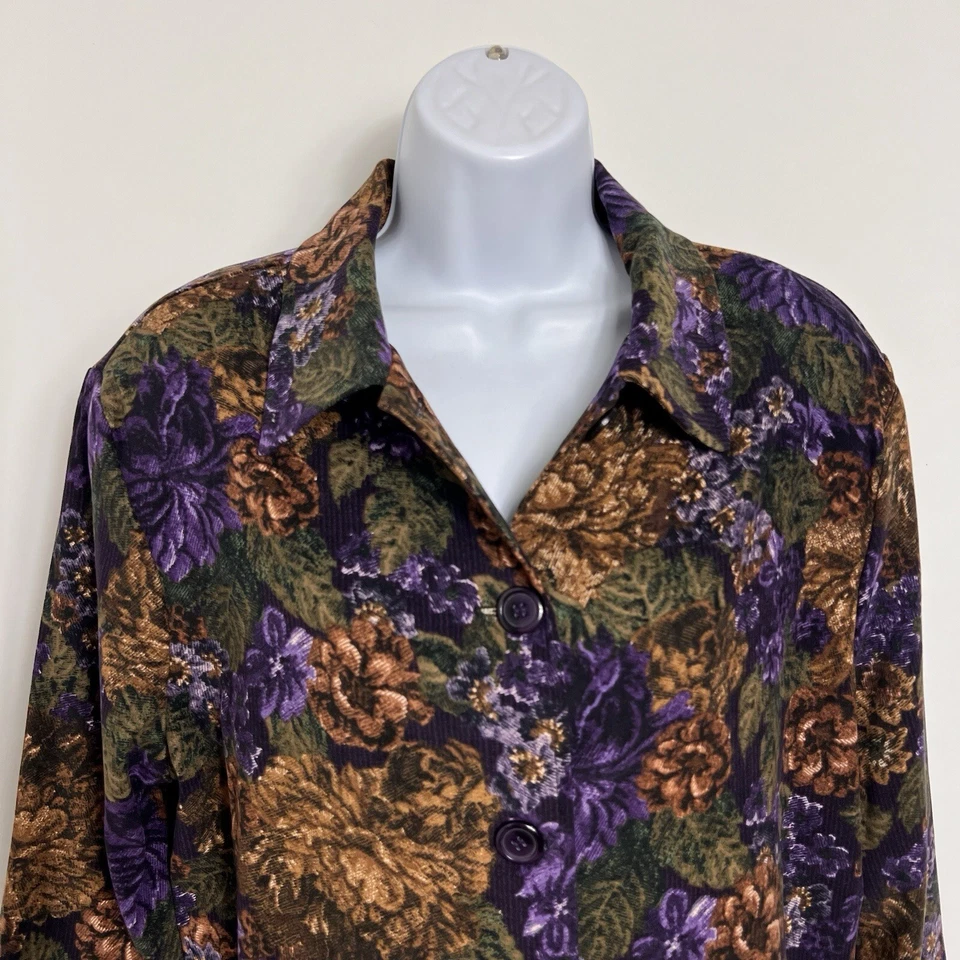 Chaqueta Briggs New York Para Mujer Grande Manga Larga Con Botones Ligera Floral Foto 2 de 4