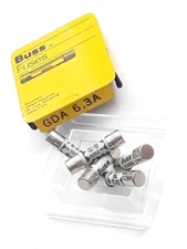 LOT OF 5 EA BUSS GDA F 6.3A H 250V F6.3AH250V BUSSMANN FUSES 5mm X 20mm GDA-6.3