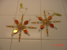 MARK ROBERTS COLLECTION TWO 2   7" STARBURST,SNOWFLAKE ORNAMENTS WITH TAGS