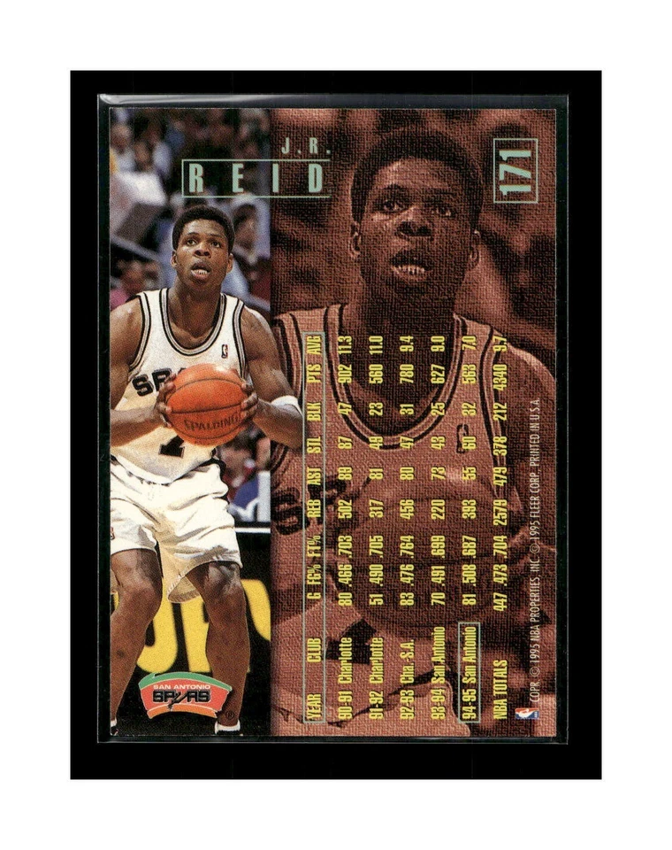 1995-96 Fleer #171 J.R. Reid San Antonio Spurs Basketball Card - Image 2 of 2
