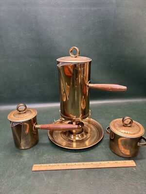 Rare El Dorado Georges Briard for English Silver Mfg Corp Brass Coffee Set