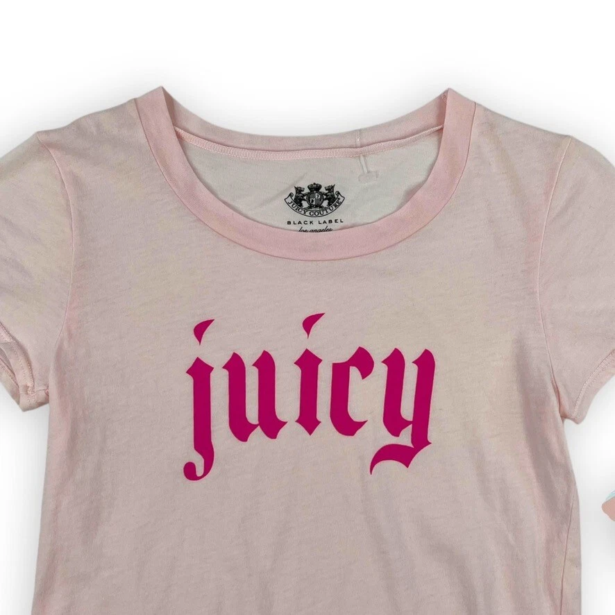 Juicy Couture Girls Logo T-Shirt Size 10 Lightweight Cotton Pink Graphic Tee NWT - Image 3 of 4