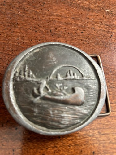Boucle De Ceinture Émaillée Vintage Faucon Pèlerin 1977 Indiana Metal Craft - Occasion