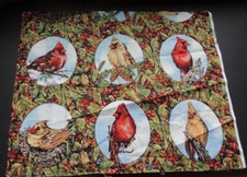 Christmas Cardinal Pair Fabric House Bird Holiday Cotton 18" L X 22"