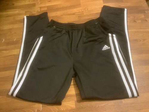Adidas Teen/kids L/14 Elastic Waist Stretch Joggers Black/White Pull On Pockets - Picture 2 of 13