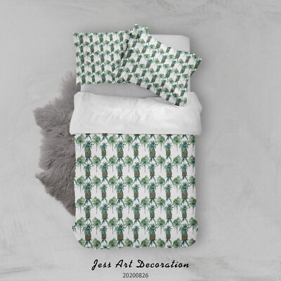 3D Pineapple Leaves Pattern Quilt Cover Set Bedding Sets Pillowcases Queen 2
