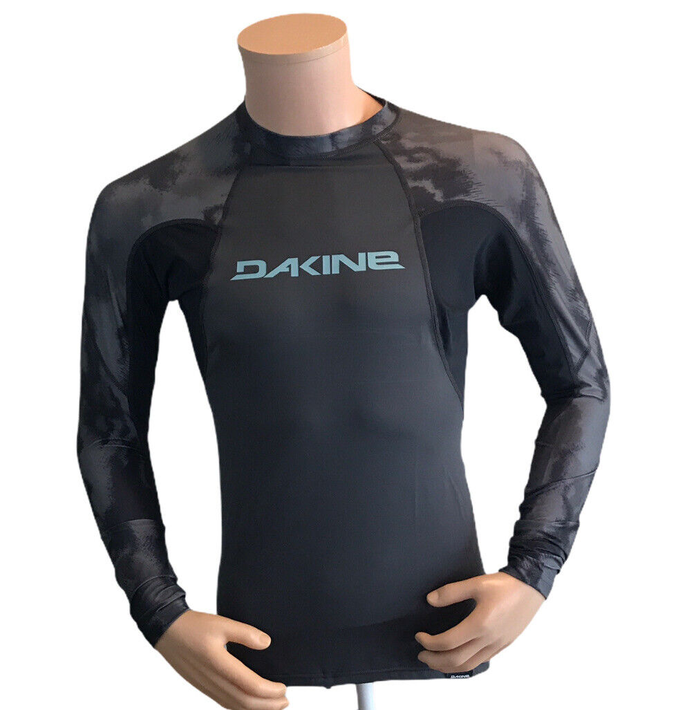 New Mens Dakine Heavy Duty snug fit LS Surf shirt Gray / Black S