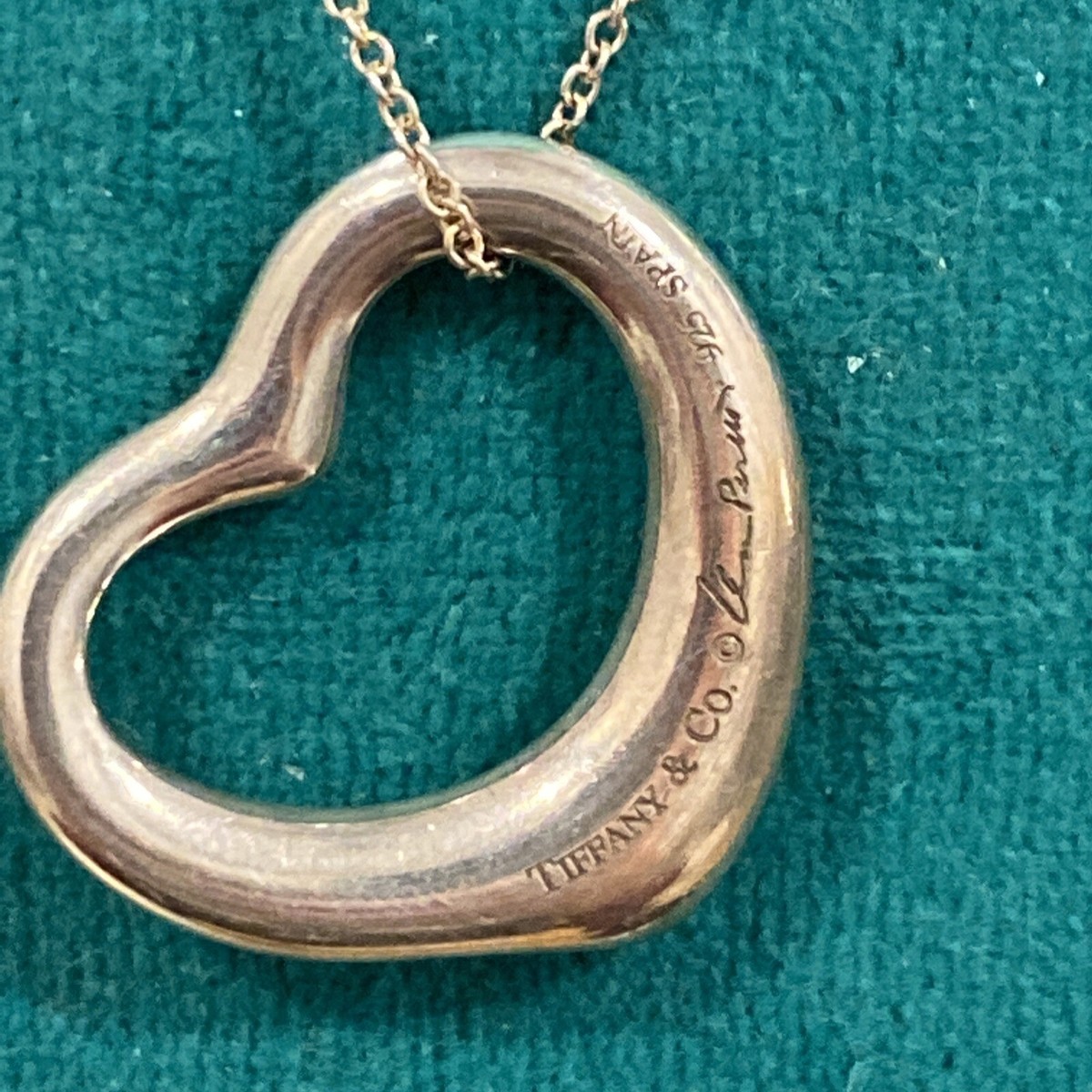 【Old Tiffany】open heart necklace Tiffany & Co Elsa Peretti Sterling Silver .925 Open Heart