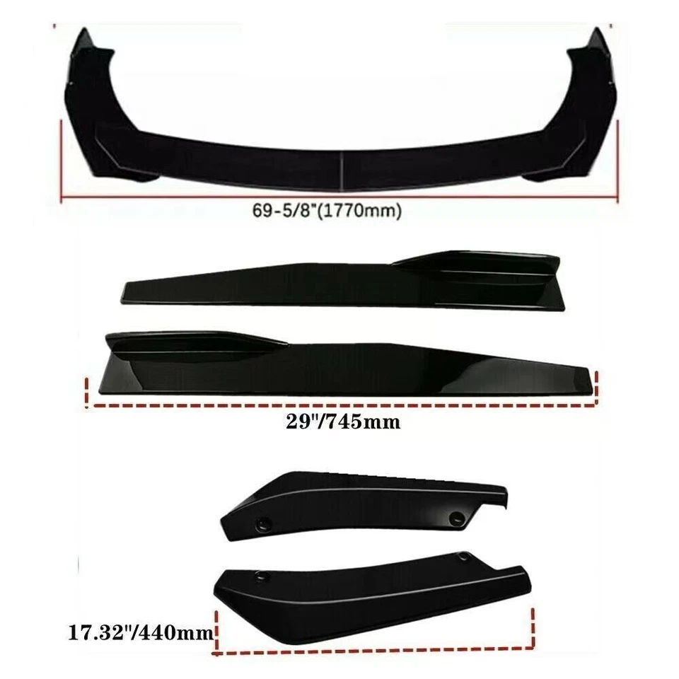 For Toyota Corolla Side Skirt Front & Rear Bumper Lip Splitter Spoiler Black Foto 3 de 4