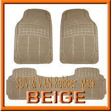 Fits CHEVROLET TAHOE ALL WEATHER  SEMI CUSTOM BEIGE  RUBBER FLOOR MATS / 3PCS