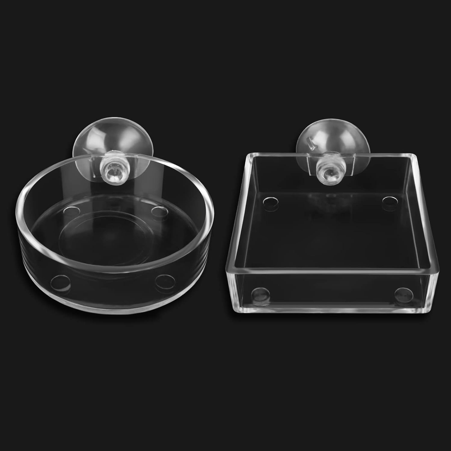 Cobee Aquarium Feeding Bowl, 2 Pieces Fish Shrimp Feeding Dish Acrylic Clear Shr