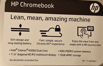 hp 11.6'' touchscreen chromebook 11-v020wm fully functional while plugged in
