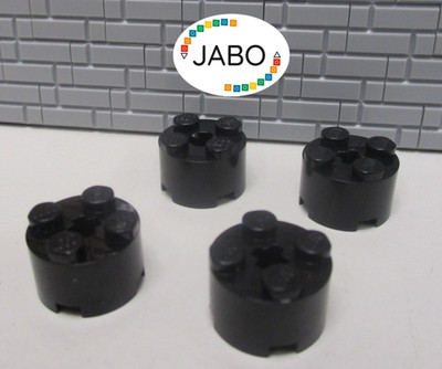 (E4/2/10) LEGO 4x 3941 Round Brick 2x2 Black 7186 8877 7097 8285 4184 71042 6897