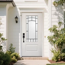 36x80" Exterior Fiberglass Entry Front Door with Glass & Vinyl Frame