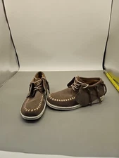 Justin Teepee Penny Taupe Fringe Moccasin Leather Shoe Boot Suede Womens 9M