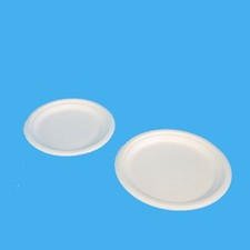 500 Bio Bagasse Menüteller Imbiss- & Grillteller rund weiß versch. Größen