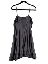 Vintage Sita Murt Gray Cotton Silk Bubble Hem Dress Size 10