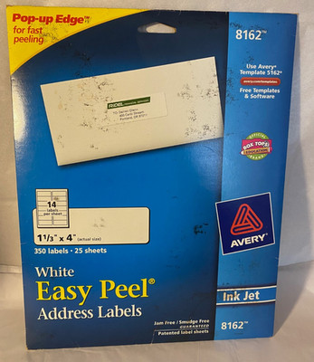 Avery Address Labels White Easy Peel Ink Jet 8162 Open package