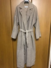 Max Mara Wool Alpaca Long Wrap Coat Brown L, 55% Wool, 30% Alpaca, 15% Mohair