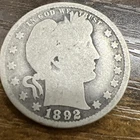 1892 Barber Liberty Head quarter 90% silver Actual coin Fill Your Collection Up