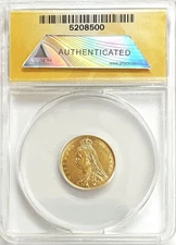 1892 GOLD GREAT BRITAIN 1/2 SOVEREIGN JUBILEE VICTORIA SHIELD ANACS ABOUT UNC 55