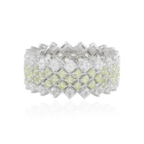 Cavill Ring Silber 925 Rhodiniert 3,66Ct Topas Peridot Rund Elegant-image