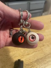 Eyeball Keychain Set, Black With Red Eye, White W Bloodshot, Horror, Key Ring Ch
