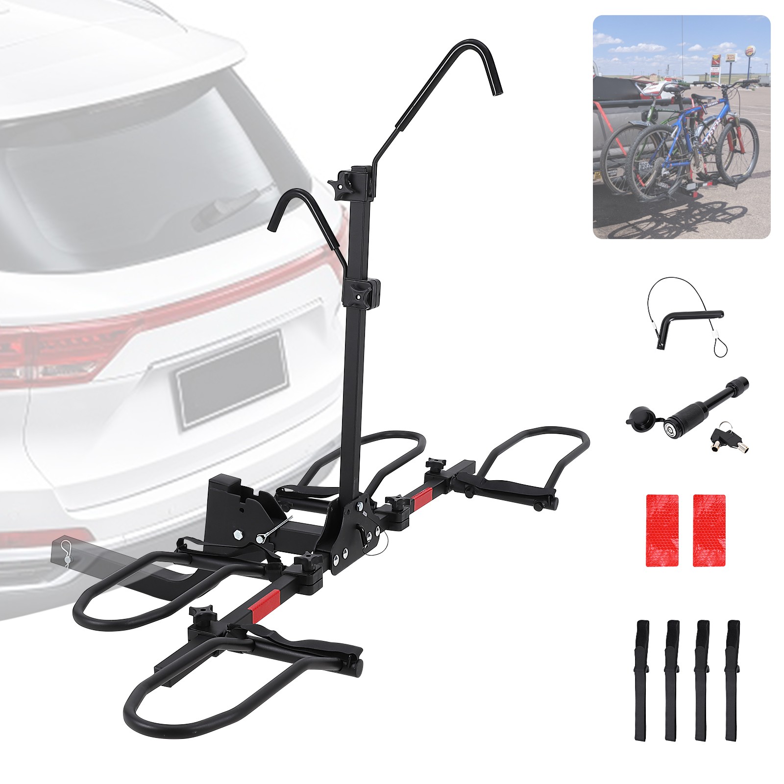 180LB Heavy Duty 2-Bike Hitch Mount Carrier Platform Rack Truck SUV 2'' Receiver