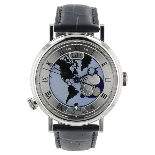 Breguet Classique Hora Mundi Platinum Silver Dial 43mm Automat...