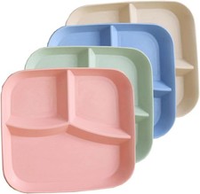 10 Inch Divided Plates Unbreakable BPA Free Reusable Dishes Kitchen Picnic 4Pack