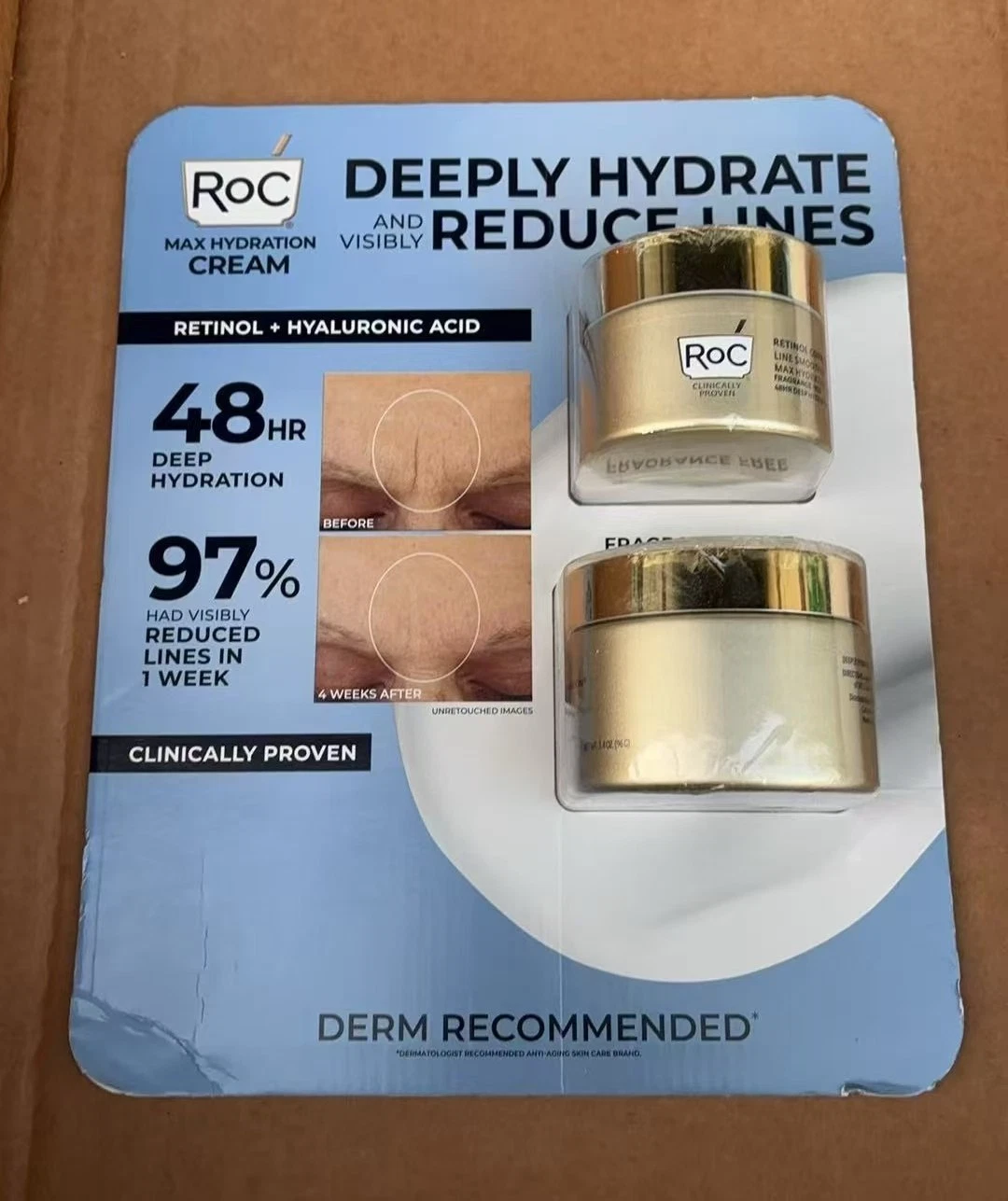ROC Retinol Correxion Line Smoothing Max Hydration Cream-2 Pack( 1.7oz & 3.4oz )