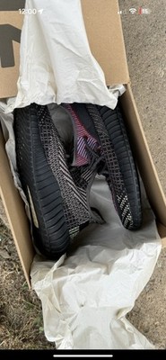 adidas Yeezy Boost 350 V2 Low Top Lace-Up Sneaker Black/Red Rubber Outsole