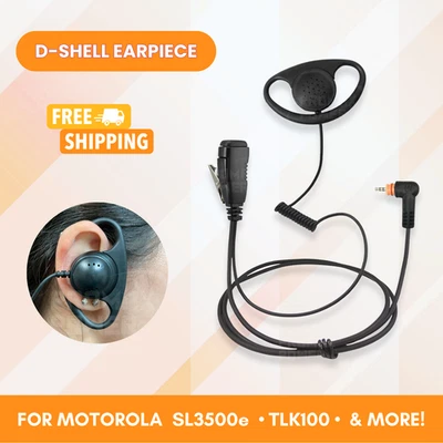 PROMAXPOWER D-Shape Earpiece w/ PTT Mic for Motorola Radios SL300, SL7580, SL1K, TLK110