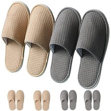 SPA Guest Slippers, 6/12 Pairs Reusable 3 Pairs Each Grey  Beige 6 Pairs