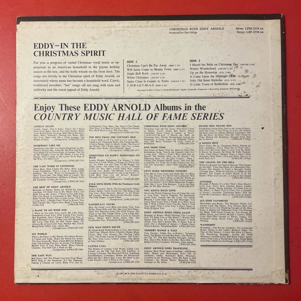 Christmas With Eddy Arnold LP RCA Stereo Holiday Classic VG+!!!! Foto 4 de 4