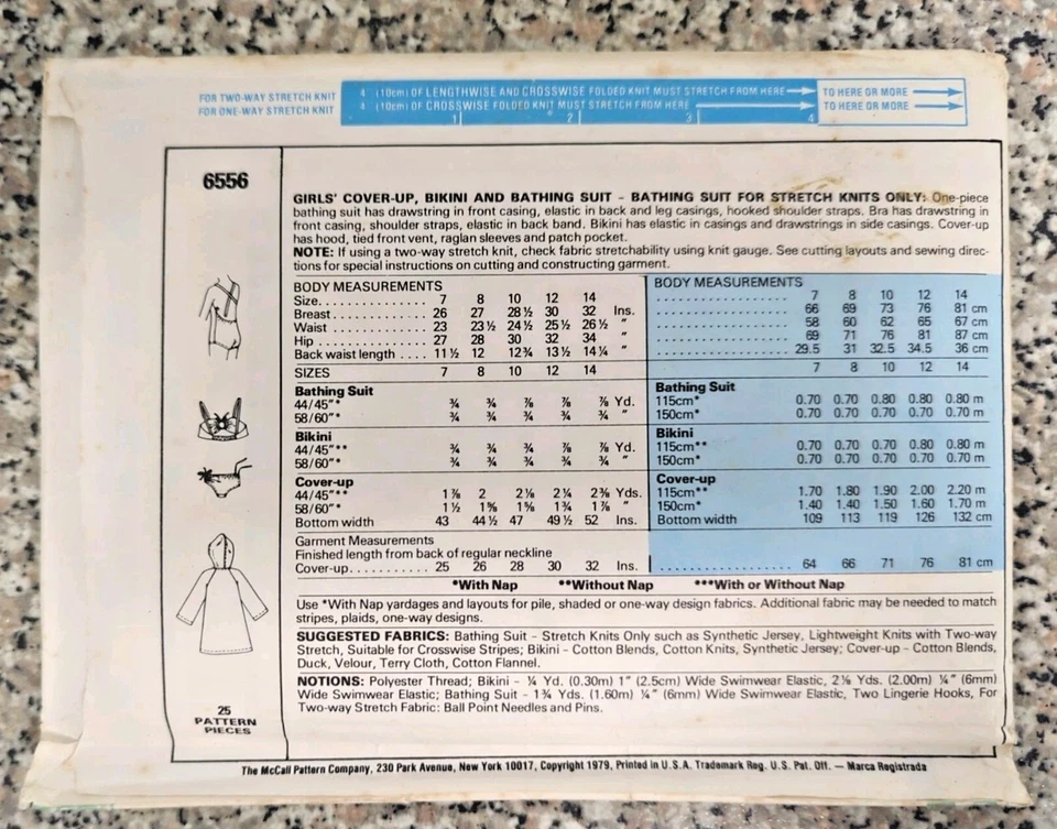 Vintage 1970s McCall's 6556 Girl Bikini Swimsuit Cover-Up Sewing Pattern Size 7 - Image 3 of 3