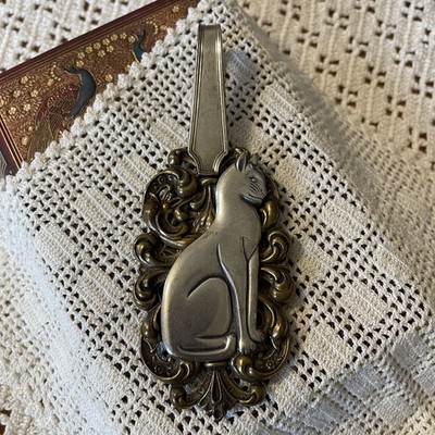 Handcrafted Artisan Made Spoon Jewelry Statement Pendant Cat Motif