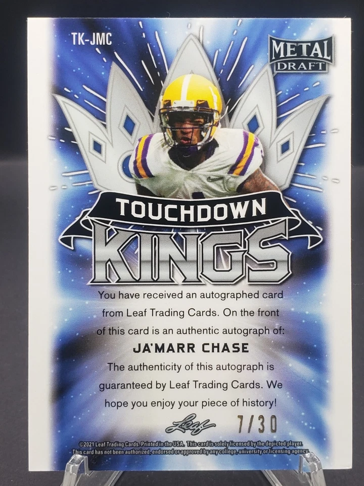 2021 Leaf Metal Draft - Touchdown Kings Ja'Marr Chase #TK-JMC Blue Wave /30 (AU, - Image 2 of 2