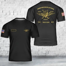 Custom Name US Corps Deep Recon Platoon - 1st Recon Bn T-Shirt 3D