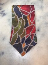 Vintage Johnny Carson NOS Mosaic Stained Glass Motif Colorful Tie Made In USA