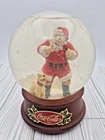 Vintage 1992 Coca-Cola hushing Santa Musical Snow Globe w/Dog, Bottle of Coke