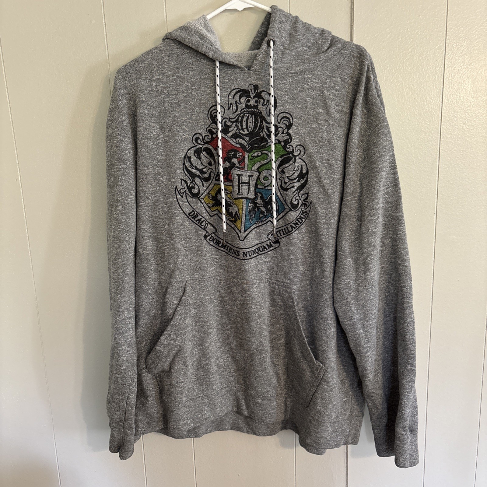 Wizarding World Harry Potter Slytherin Draco Hoodie Mens Size XL Gray