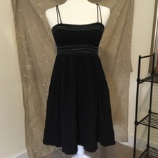 Anthropologie Maeve Embroidered Black Dress Sleeveless Fit & Flare Size 0 - 2