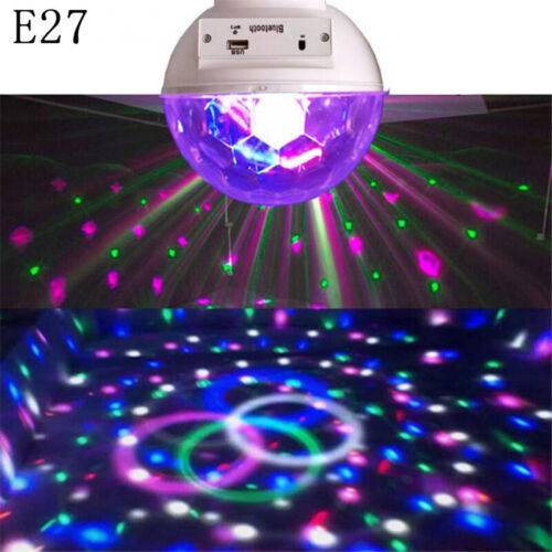 LED Colorful Auto Rotating Bluetooth Stage Disco Light E27 RGB Lamp Bulb Party - Photo 1 sur 9