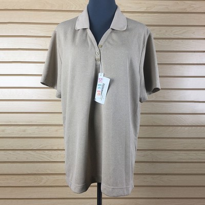 NWT North End Polo Shirt Women 3XL Beige Solid Polyester Pullover