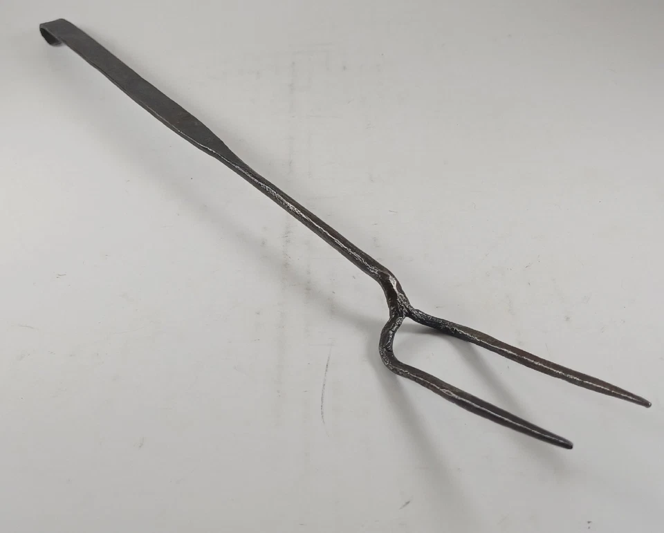 Old Sturbridge Village Hand Forged Wrought Iron Fork, Hooked End Signed OSV - Image 2 of 4