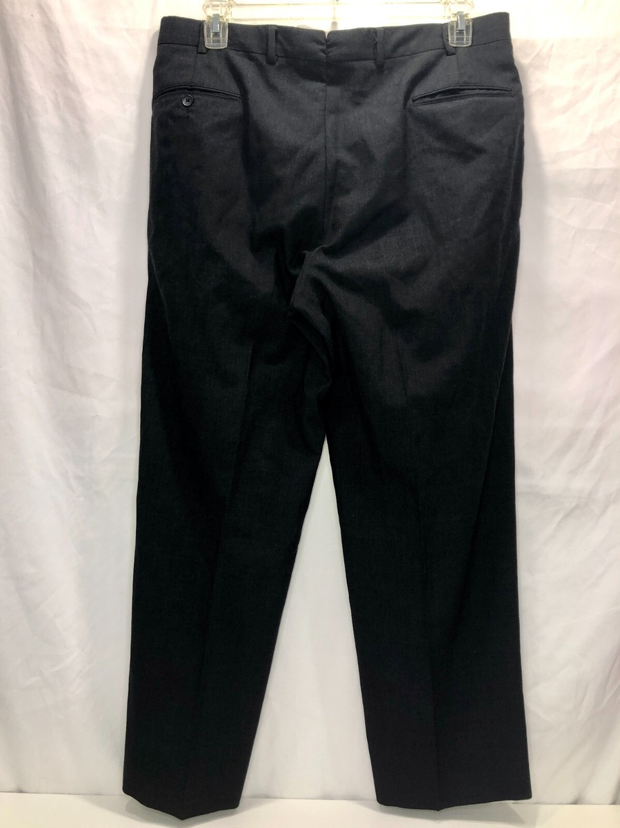 Brooks Brothers Pants Men 36X28 Black Pleated 100% Wool Dress