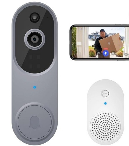 1080P Video Doorbell Camera Wireless, Chime Ringer Included, Silver