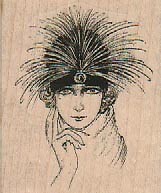 Lady With Hat 1 3/4 x 2" Rubber Stamp, Lady Stamp, Hat Lady Stamp